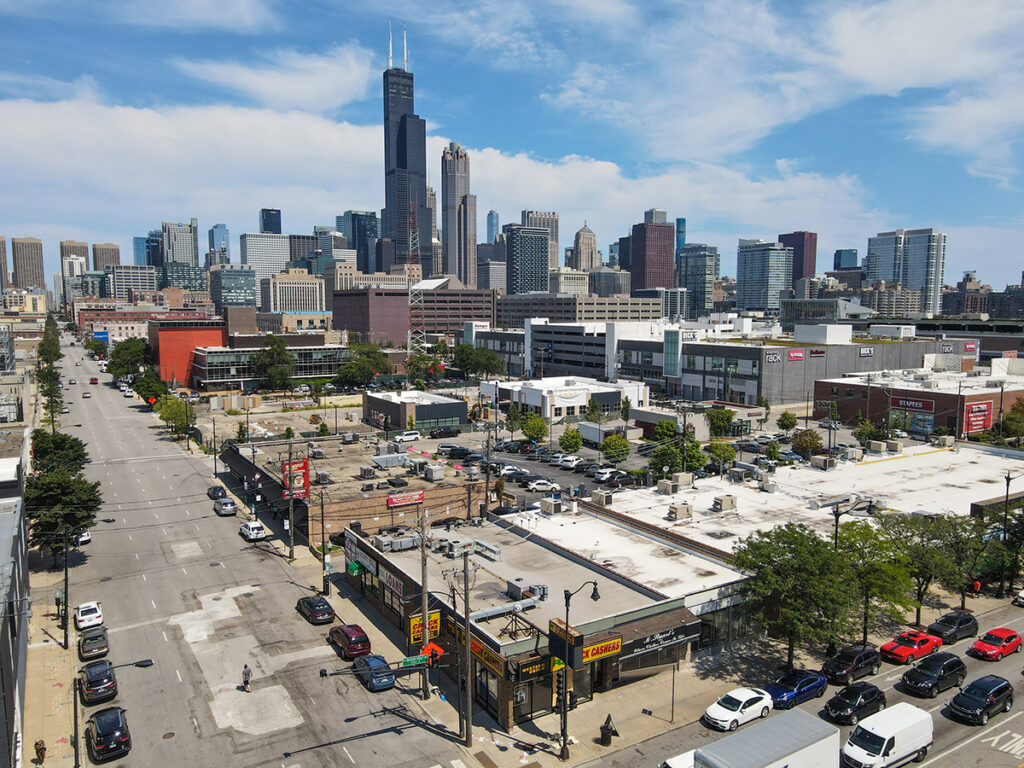 Chicago Drone Photography, Chicago South Loop Skyline Drone Picture