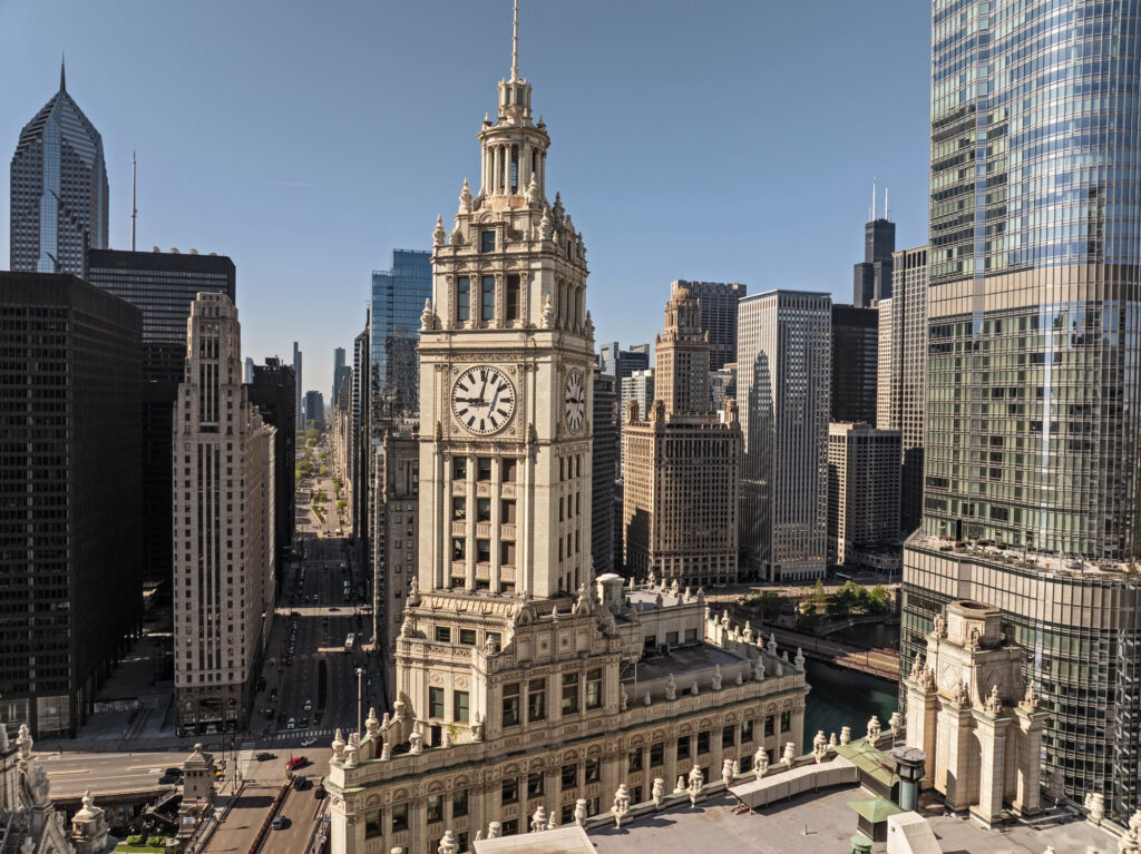 Aerial Image od Downtown Chicago Wrigley Building