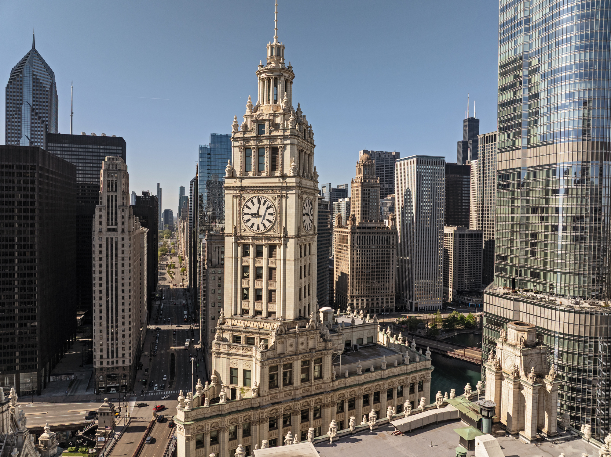 Aerial Image od Downtown Chicago Wrigley Building