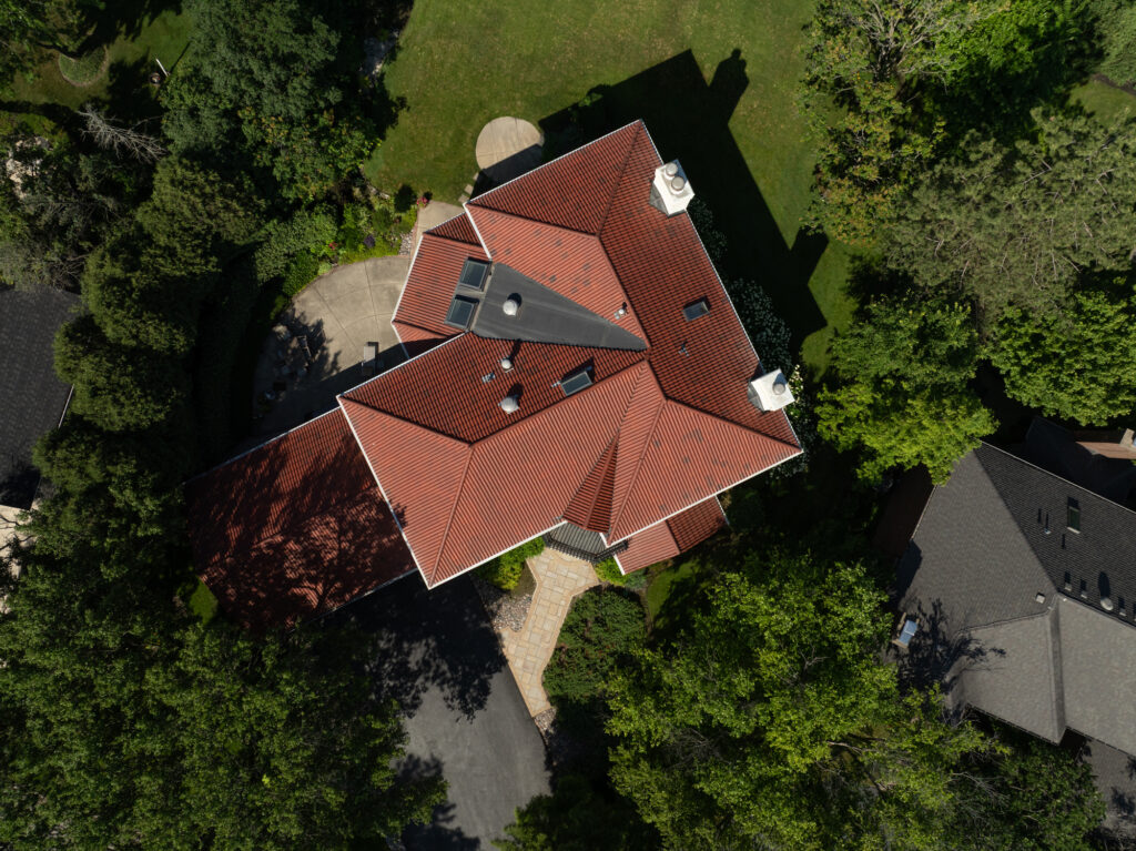 Drone Image of home roof in Burr Ridge IL